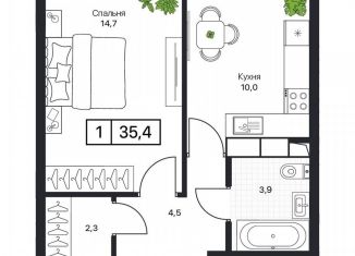 Продаю 1-комнатную квартиру, 35.4 м2, Пушкино