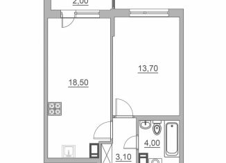 Продам 1-ком. квартиру, 40.3 м2, Всеволожск, Взлётная улица, 14