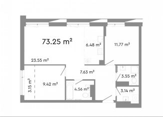 Продажа 3-ком. квартиры, 73.3 м2, Челябинск