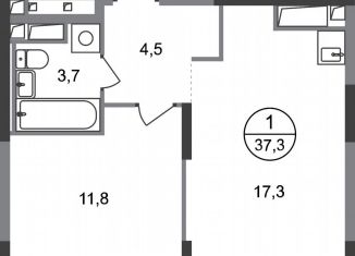 Продаю 1-ком. квартиру, 37.3 м2, Москва, деревня Рассказовка, 2