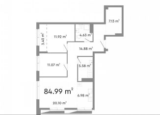 Продается 3-комнатная квартира, 85 м2, Челябинск, Центральный район