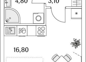 Квартира на продажу студия, 26.5 м2, Санкт-Петербург, Планерная улица, 99, муниципальный округ Юнтолово