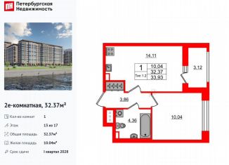 Продам 1-ком. квартиру, 32.4 м2, Санкт-Петербург, Невский район