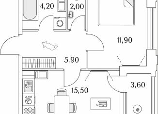 1-ком. квартира на продажу, 41.3 м2, Санкт-Петербург, Планерная улица, 99, муниципальный округ Юнтолово