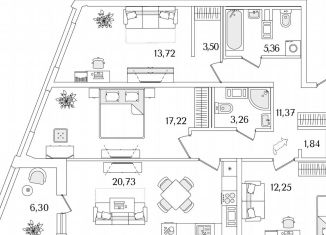 Продается 3-комнатная квартира, 92.4 м2, Санкт-Петербург, метро Пролетарская, Октябрьская набережная, 116