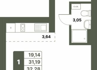 Продаю 1-ком. квартиру, 32.3 м2, Республика Башкортостан