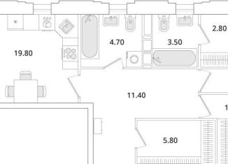 2-комнатная квартира на продажу, 76.4 м2, Санкт-Петербург, Планерная улица, 99, муниципальный округ Юнтолово