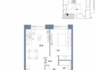 Продам 1-ком. квартиру, 44.7 м2, Москва, район Марьино