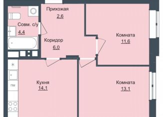 Продажа 2-ком. квартиры, 52.2 м2, Удмуртия, жилой комплекс Истории, 6