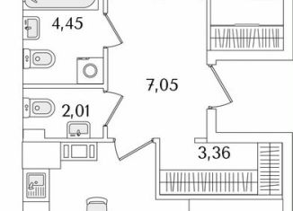 Продам 2-ком. квартиру, 69.6 м2, Санкт-Петербург, Октябрьская набережная, 116, муниципальный округ Народный