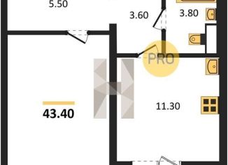 Продажа 1-комнатной квартиры, 43.4 м2, Воронеж, Левобережный район, Ростовская улица, 18А