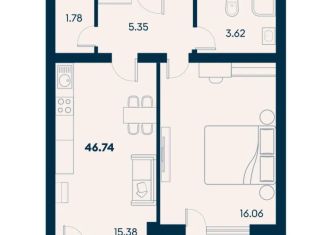 Продается 2-ком. квартира, 46.7 м2, Крым