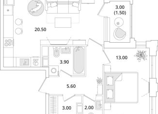 Продается 1-комнатная квартира, 49.8 м2, Санкт-Петербург, Планерная улица, 99, муниципальный округ Юнтолово