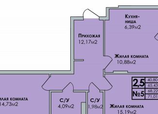 Продаю трехкомнатную квартиру, 71 м2, Удмуртия