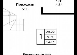 Продаю однокомнатную квартиру, 54 м2, посёлок Пригородный, Новая улица, 2