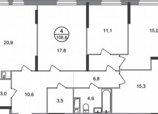 Продам 4-комнатную квартиру, 108.6 м2, деревня Рассказовка, деревня Рассказовка, 2