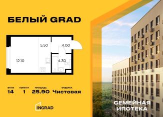 Квартира на продажу студия, 25.9 м2, Мытищи, жилой комплекс Белый Grad, 12.2