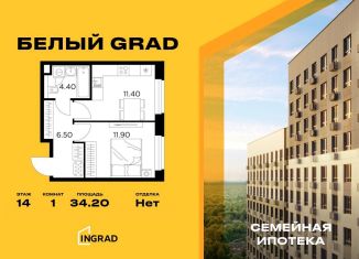 Продам однокомнатную квартиру, 34.2 м2, Московская область, жилой комплекс Белый Grad, 112