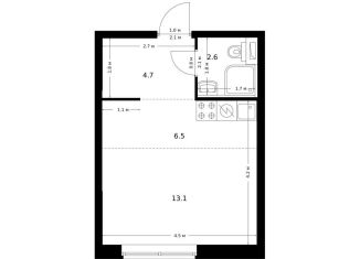 Квартира на продажу студия, 26.9 м2, Казань, ЖК Сиберово, 1