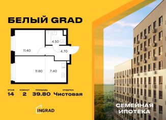 Продажа двухкомнатной квартиры, 39.8 м2, Московская область, жилой комплекс Белый Grad, 12.2