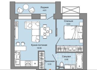 Продам 1-ком. квартиру, 39 м2, Пермь