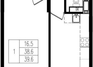 Продам 1-ком. квартиру, 39.6 м2, деревня Пирогово, улица Ильинского, 8