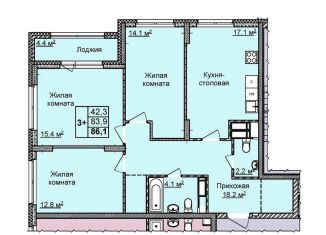 Продам 3-ком. квартиру, 86.1 м2, Нижний Новгород, Советский район