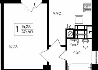 Продажа 1-комнатной квартиры, 40.6 м2, Крым