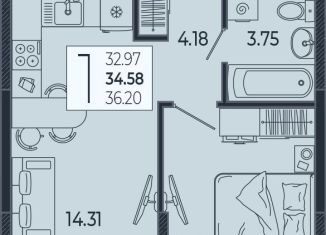 Продается 1-ком. квартира, 34.6 м2, Краснодар, Адмиралтейский бульвар, 1