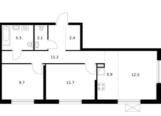 Продается 2-комнатная квартира, 60.8 м2, Екатеринбург, Чкаловский район, жилой комплекс Утёс, к3