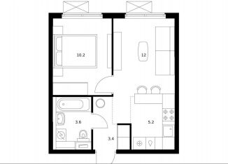 Продается 1-комнатная квартира, 34.4 м2, Москва, жилой комплекс Волжский Парк, 5.4