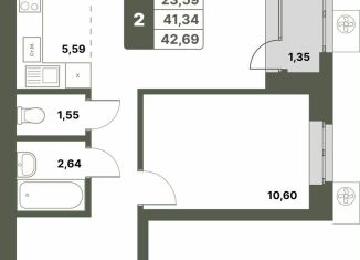 Продажа 2-ком. квартиры, 42.7 м2, Республика Башкортостан