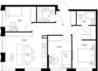 Продажа 3-комнатной квартиры, 69.9 м2, Москва