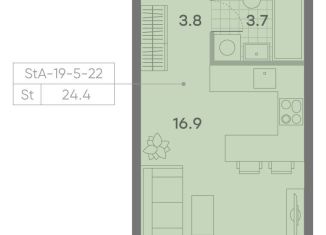 Продается квартира студия, 24.4 м2, Москва, ЖК Парксайд, 3