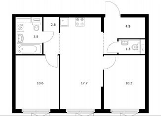 Продается 2-ком. квартира, 51.1 м2, Московская область