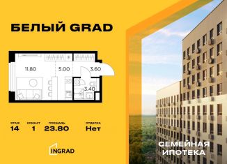 Квартира на продажу студия, 23.8 м2, Мытищи, жилой комплекс Белый Grad, 112