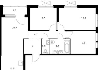 Продажа 3-комнатной квартиры, 69.5 м2, Приморский край