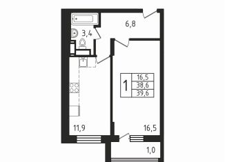 Продается 1-комнатная квартира, 39.6 м2, деревня Пирогово, улица Ильинского, 8к1