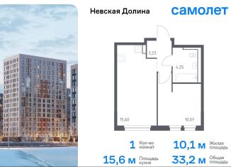 Продам 1-комнатную квартиру, 33.2 м2, Ленинградская область, жилой комплекс Невская Долина, к1.2