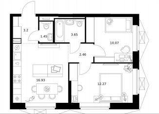 Продажа 2-комнатной квартиры, 50 м2, Москва, жилой комплекс Бусиновский Парк, 1.3