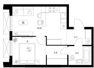 Продается 1-комнатная квартира, 36.7 м2, Москва, метро Озёрная, жилой комплекс Мичуринский Парк, 4.3