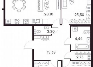 Продается 3-комнатная квартира, 121.9 м2, Санкт-Петербург, Петровский проспект, 22к2