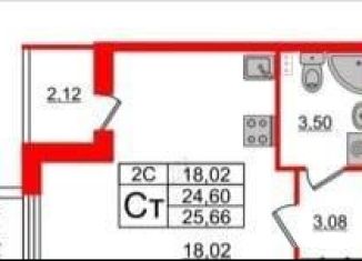 Продажа квартиры студии, 24.6 м2, Санкт-Петербург, Пулковское шоссе, 95к3