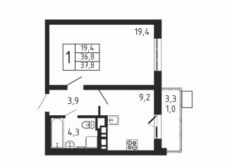 Продажа 1-комнатной квартиры, 37.8 м2, Московская область