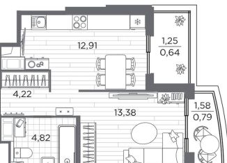 Продам 1-комнатную квартиру, 36.1 м2, Санкт-Петербург, Калининский район