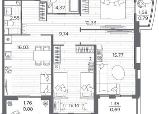 Продажа 3-ком. квартиры, 79.7 м2, Санкт-Петербург, Калининский район