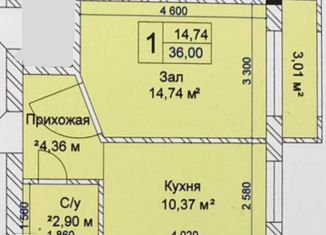 Продаю 1-комнатную квартиру, 36 м2, Нальчик, улица Шогенова, 77