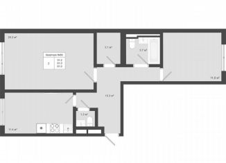 Двухкомнатная квартира на продажу, 61 м2, деревня Яковлево