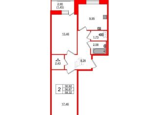 Продам 2-комнатную квартиру, 58.3 м2, Ленинградская область, Лесная улица, 4