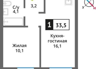 Продажа 1-ком. квартиры, 33.5 м2, поселок Светлые Горы, жилой комплекс Смарт Квартал Лесная Отрада, к4